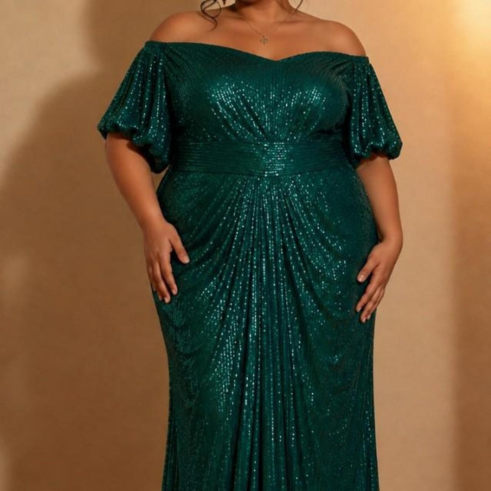 Giffniseti Emerald Green Sequin Dress Gown Formal NWT 3XL Womens Maxi Plus Size